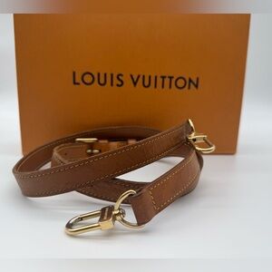 Louis Vuitton Brown Leather Strap with Gold Hardware